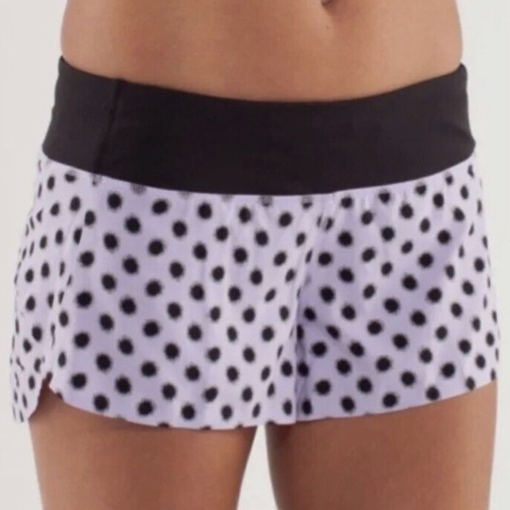Lululemon Purple & Black Polka Dot Speed Shorts SIZE 4